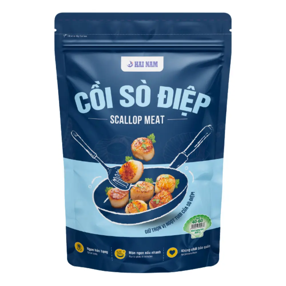 Cồi Sò Điệp, Scallop Meat, Size 40-60 (300g) - HAINAMFOODS