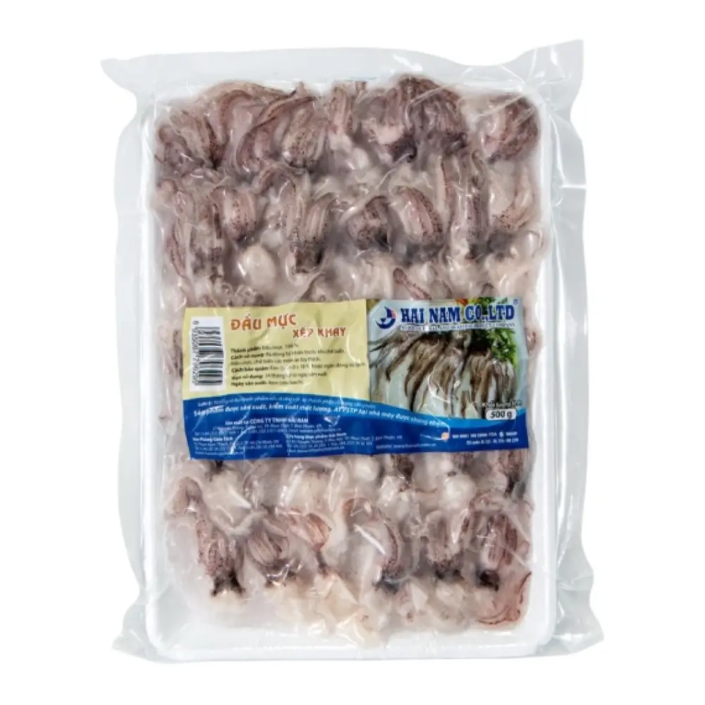 Đầu Mực Ống Xếp Khay, Squid Heads (500g) - HAINAMFOODS