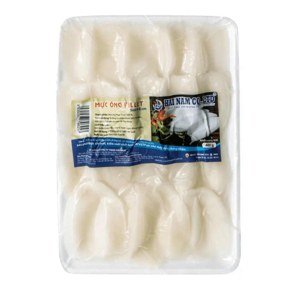 Mực Ống Fillet Phan Thiết Loại A, Squid Tubes, Size 5-8cm (500g) - HAINAMFOODS