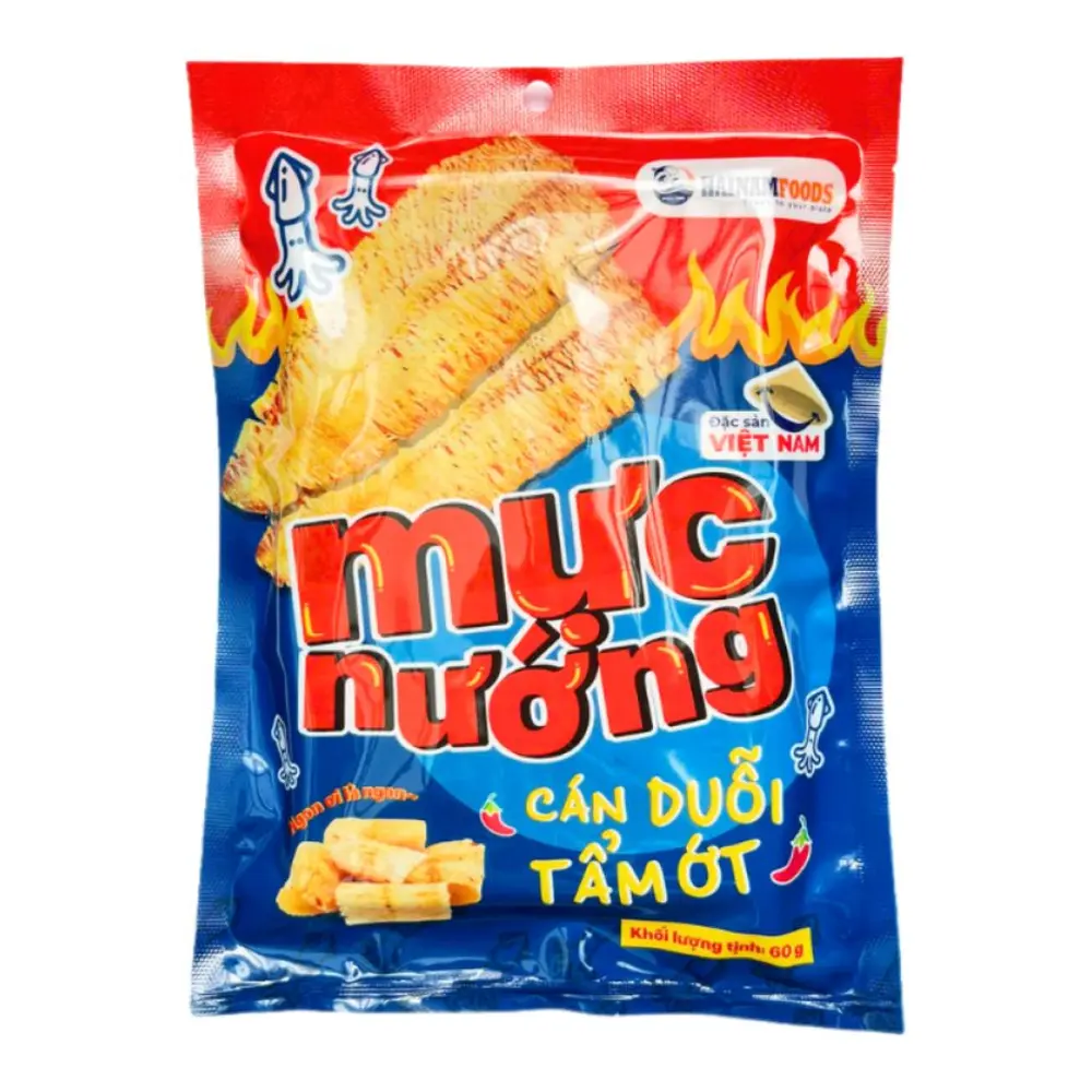 Mực Nướng Cán Duỗi Tẩm Ớt, Spicy Grilled Squid (60g) - HAINAMFOODS