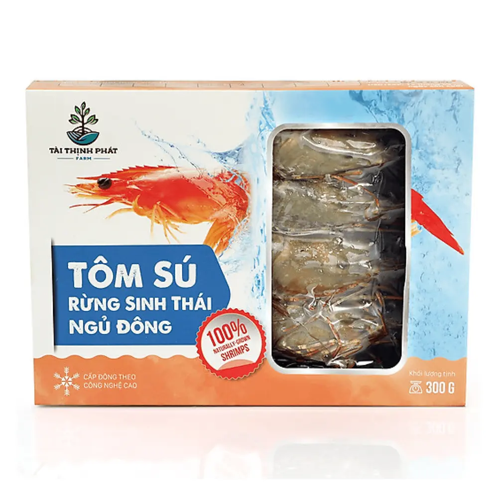 Tôm Sú Rừng Sinh Thái Ngủ Đông, Bio Frozen Prawns, Size 8 - 18 Con/kg (300g) - TAI THINH PHAT FARM