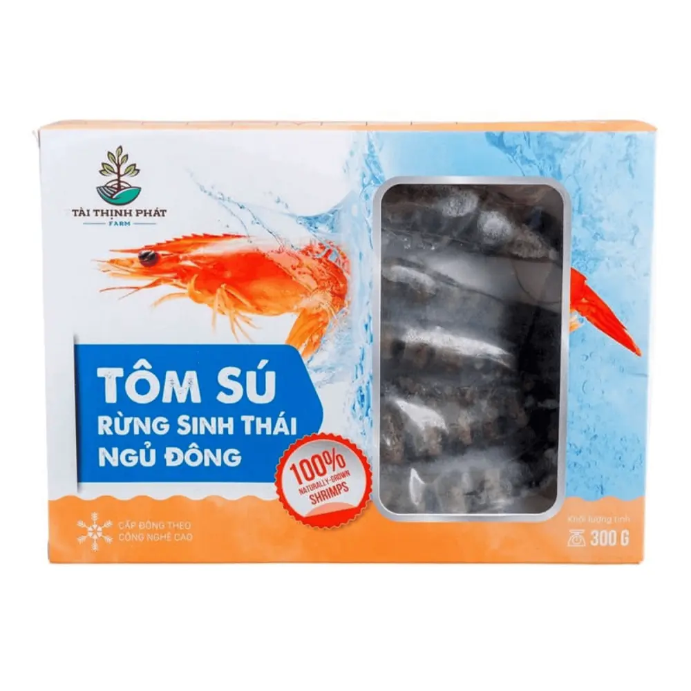 Tôm Sú Rừng Sinh Thái Ngủ Đông, Bio Frozen Prawns, Size 18 - 25 Con/kg (300g) - TAI THINH PHAT FARM