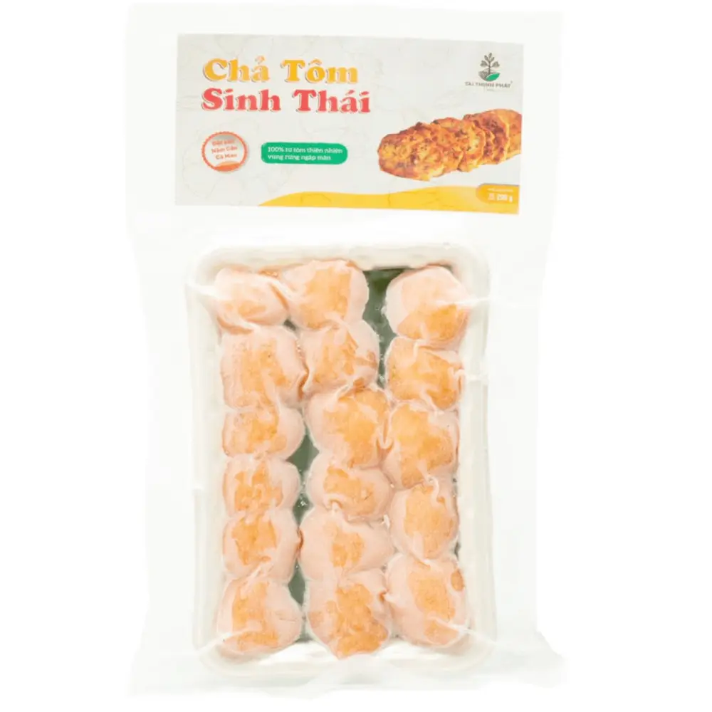 Chả Tôm Sinh Thái Cà Mau, 100% Natural Shrimp Balls (200g) - TAI THINH PHAT FARM