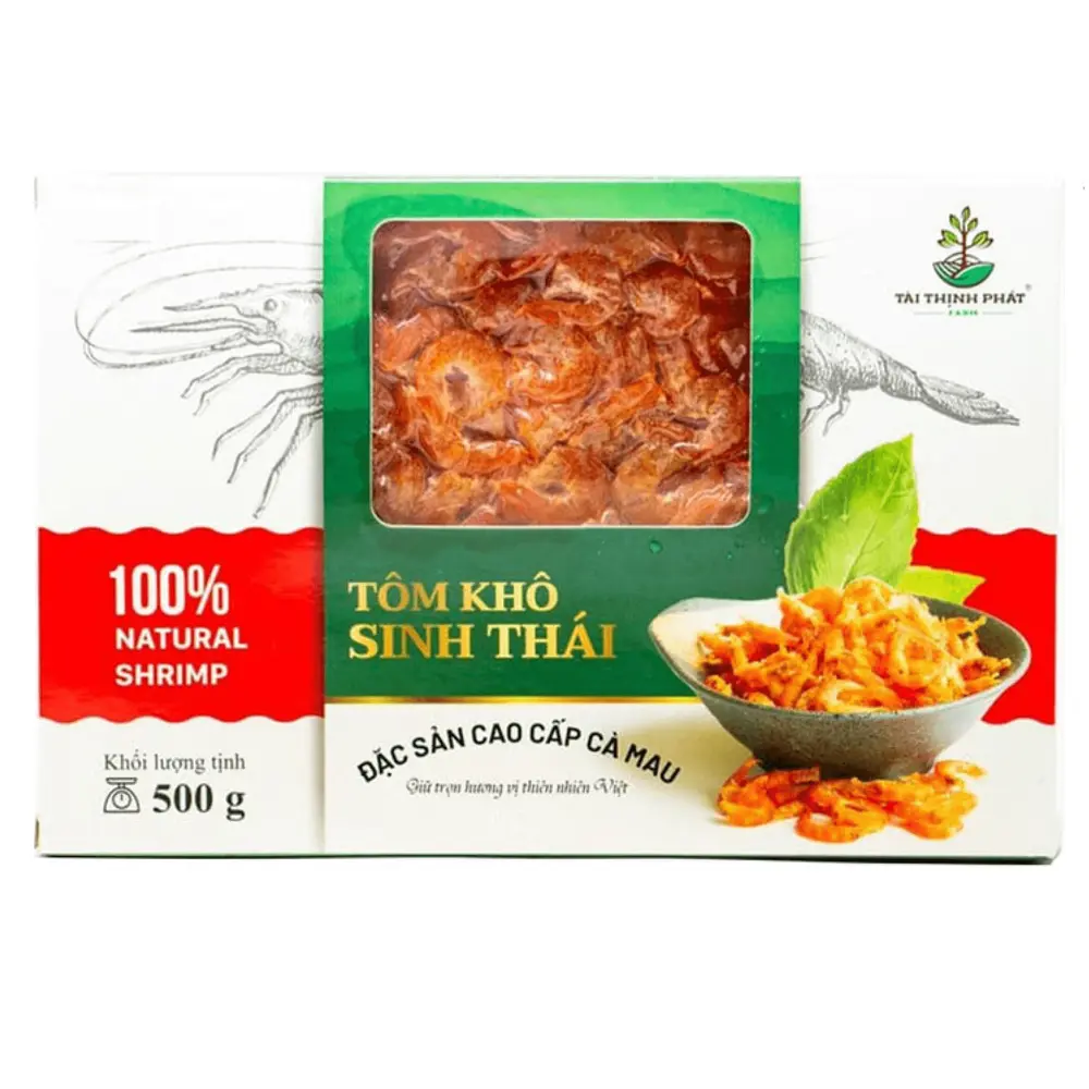Tôm Khô Sinh Thái Cao Cấp, Bio Dried Shrimp, Size M (500g) - TAI THINH PHAT FARM