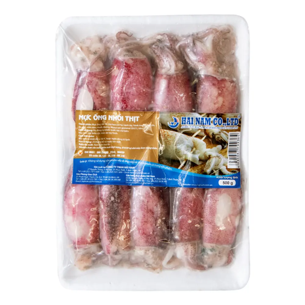 Mực Ống Nhồi Thịt Loại A, Frozen Stuffed Squid Tubes (500g) - HAINAMFOODS