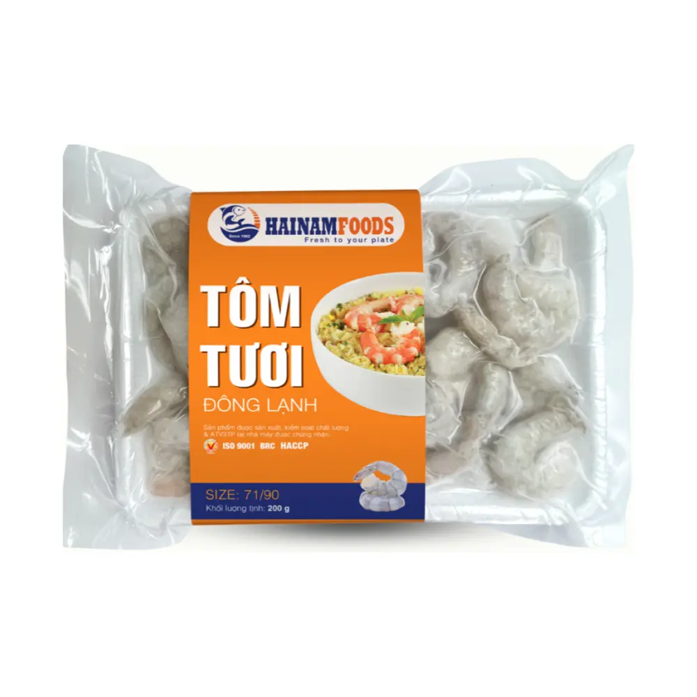 Tôm Tươi Đông Lạnh, Frozen Shrimps, Size 71/90 (200g) - HAINAMFOODS