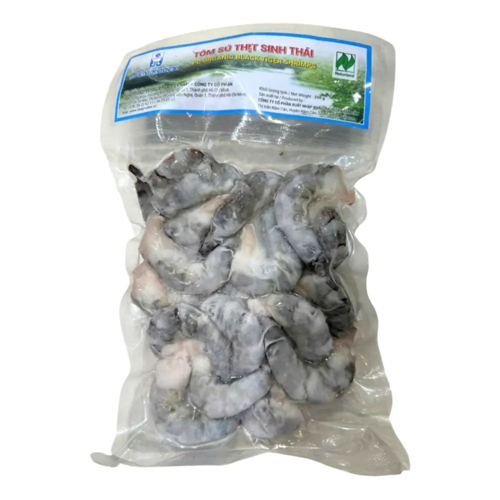 Tôm Sú Thịt Sinh Thái, PD Organic Black Tiger Shrimps, Size 31/40 (250g) - SEAPRODEX