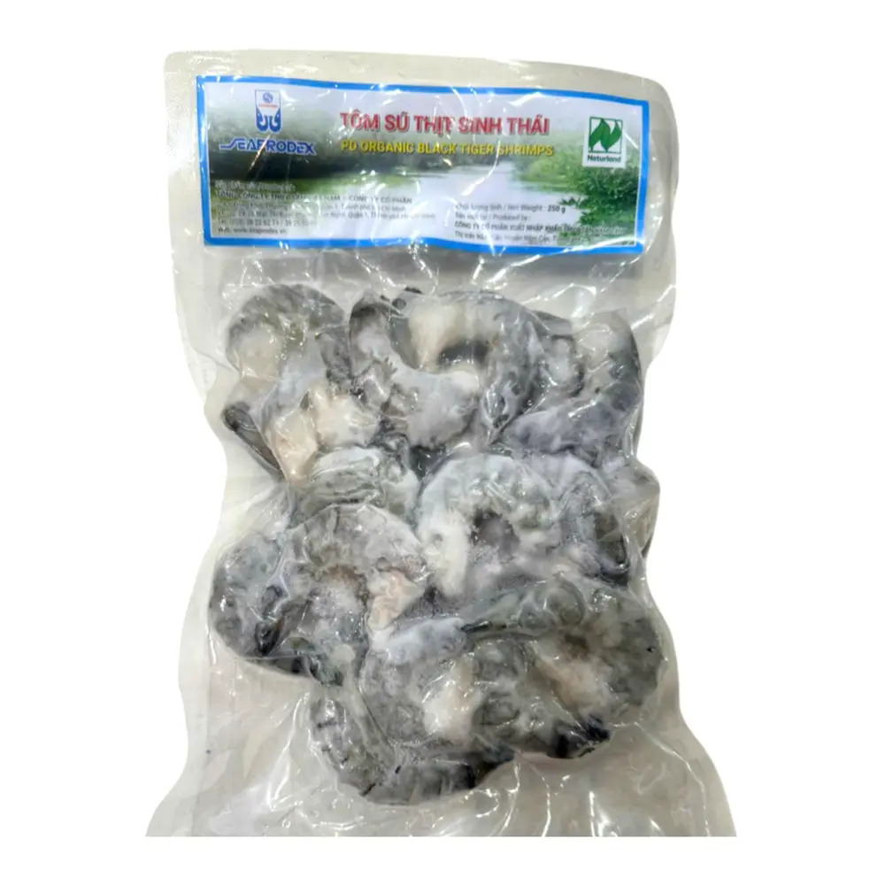 Tôm Sú Thịt Sinh Thái, PD Organic Black Tiger Shrimps, Size 41/50 (250g) - SEAPRODEX