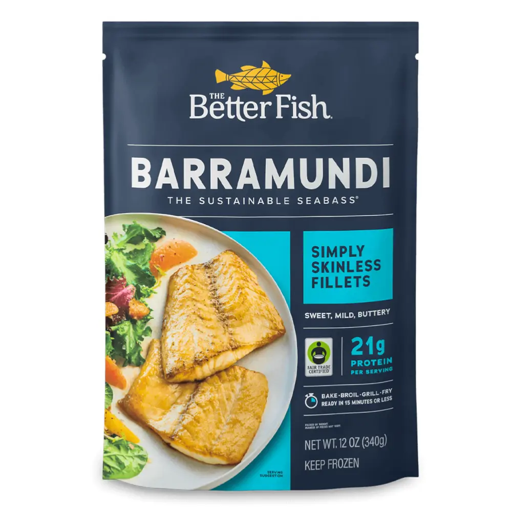 Cá Chẽm Phi Lê Không Da, Barramundi, Simply Skinless Fillets, Sweet, Mild & Buttery Sustainable Seabass, 12 oz (340g) - THE BETTER FISH