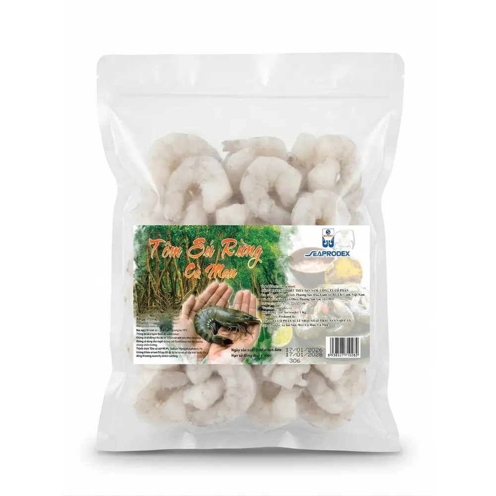 Tôm Sú Rừng Cà Mau, Frozen Black Tiger Prawns (1kg) - SEAPRODEX