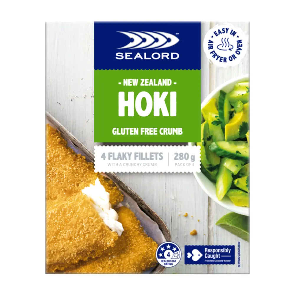 Cá Hoki Tẩm Bột Chiên Giòn, New Zealand Hoki, Gluten Free Crumb, 4 Miếng Phi Lê (280g) - SEALORD