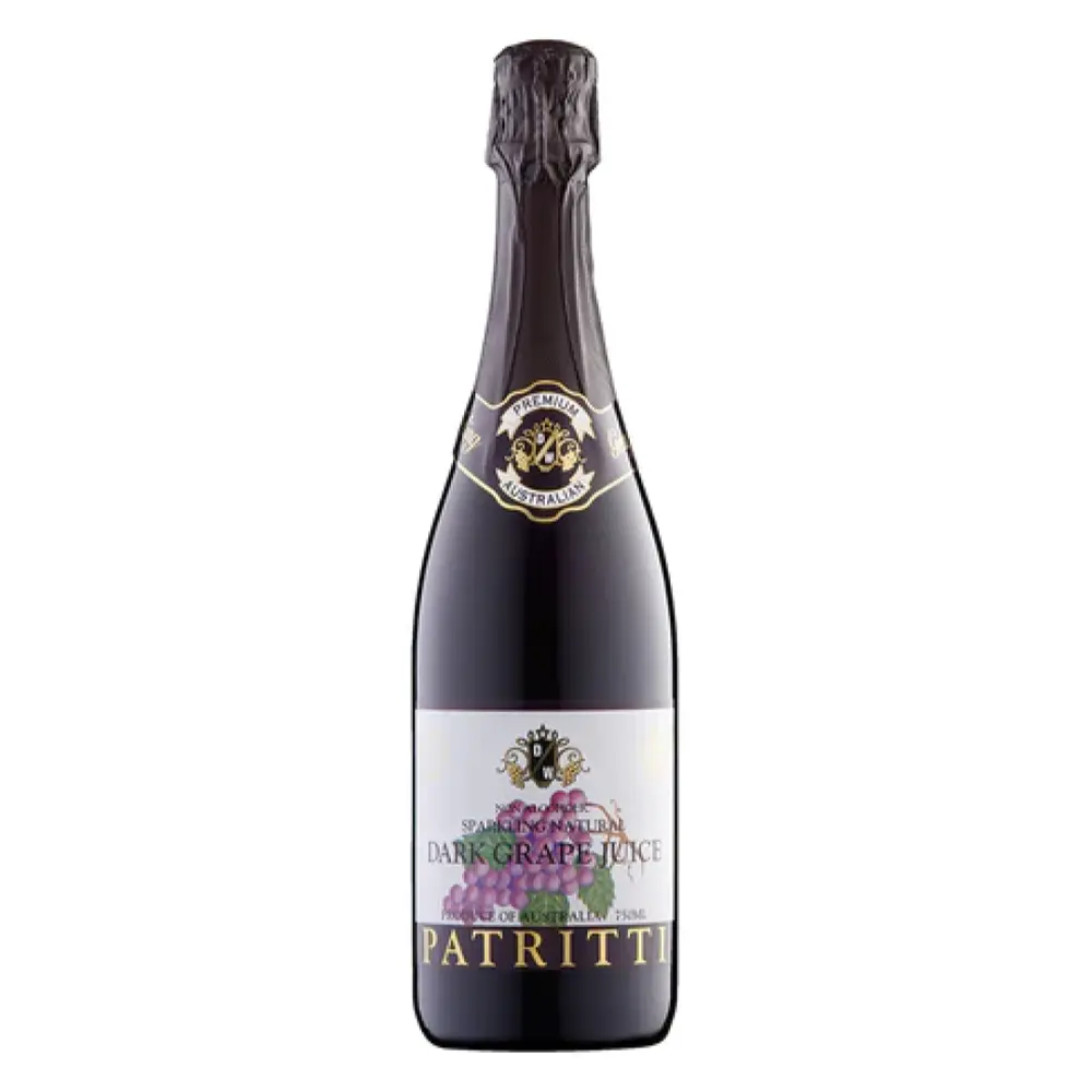 Nước Ép Nho Tím Có Ga Không Đường, Non Alcoholic Sparkling Natural Dark Grape Juice (750ml) - PATRITTI