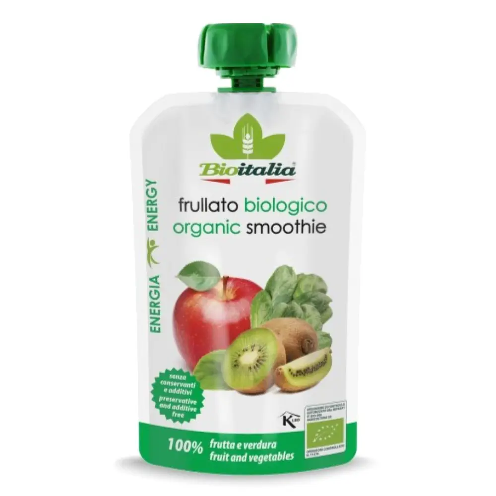 Sinh Tố Táo, Kiwi & Bó Xôi Hữu Cơ, Organic Smoothie, 100% Apple, Kiwi & Spinach (120g) - BIOITALIA