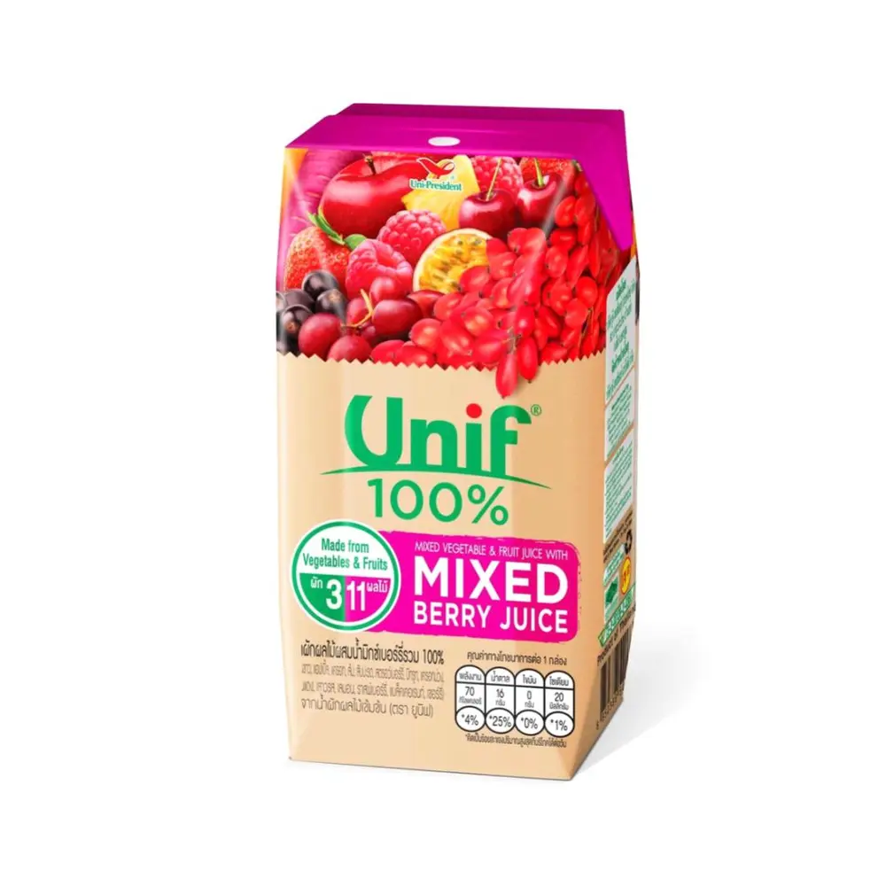 Nước Ép Rau Củ & Dâu, Unif, Mixed Vegetable & Fruit Juice with Mixed Berry Juice (200ml) - UNI-PRESIDENT