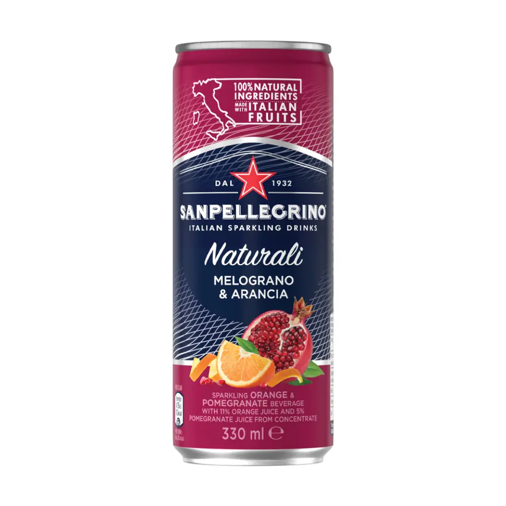 Nước Cam & Lựu Có Ga, Naturali Melograno & Arancia, Sparkling Orange & Pomegranate Beverage (330ml) - SAN PELLEGRINO