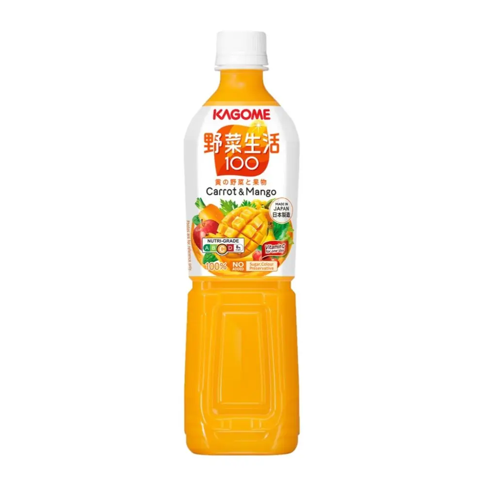 Nước Ép Rau Củ Quả Vị Cà Rốt & Xoài, Vegetable Juice with Carrot & Mango, No Sugar Added (720ml) - KAGOME