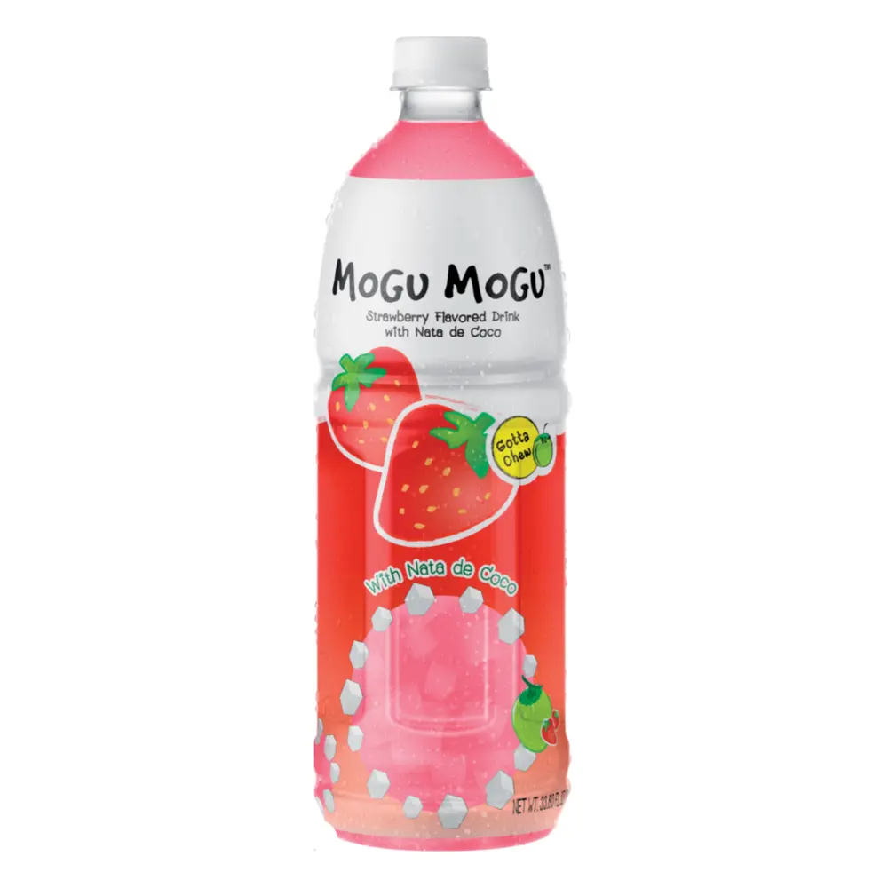 Nước Dâu Thạch Dừa, Mogu Mogu, Strawberry Flavored Drink with Nata de Coco, 33.8 fl oz (1000ml) - SAPPE