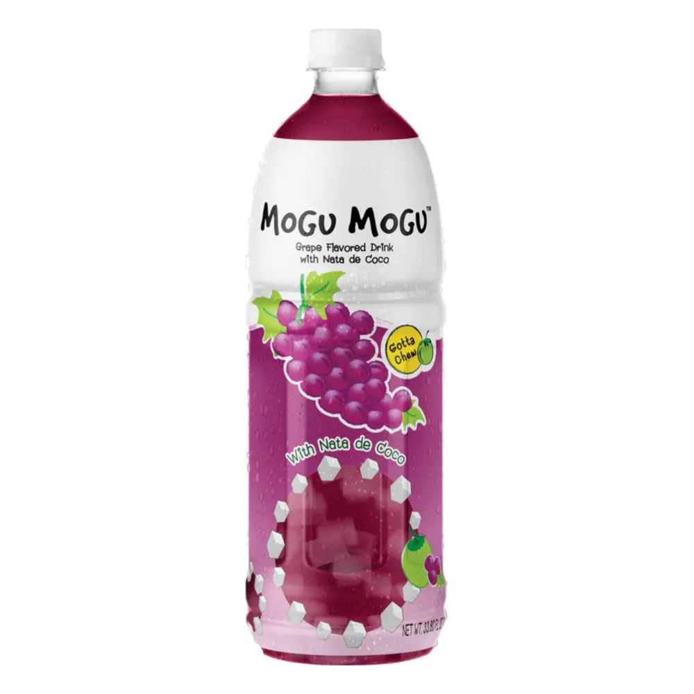 Nước Nho Thạch Dừa, Mogu Mogu, Grape Flavored Drink with Nata de Coco, 33.8 fl oz (1000ml) - SAPPE