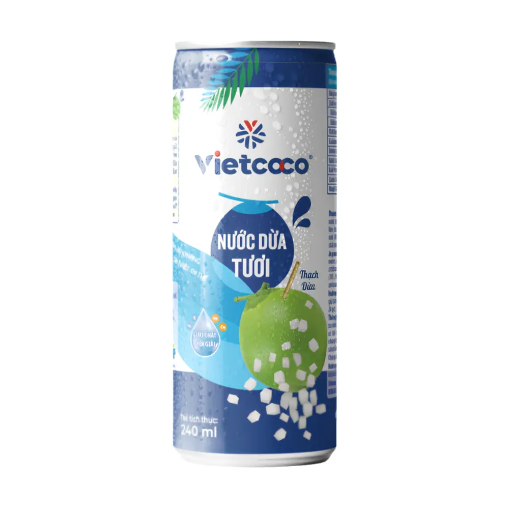 Nước Dừa Tươi & Thạch Dừa, Coconut Water with Nata de Coco (240ml) - VIETCOCO
