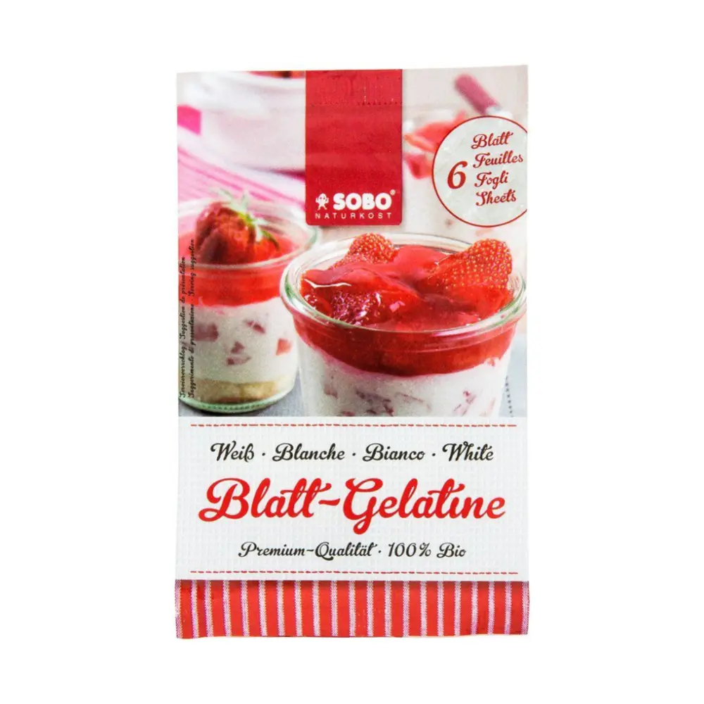 Gelatine Hữu Cơ Dạng Lá, Blatt-Gelatine, Organic Gelatine Sheets, 6 Lá (10g) - SOBO