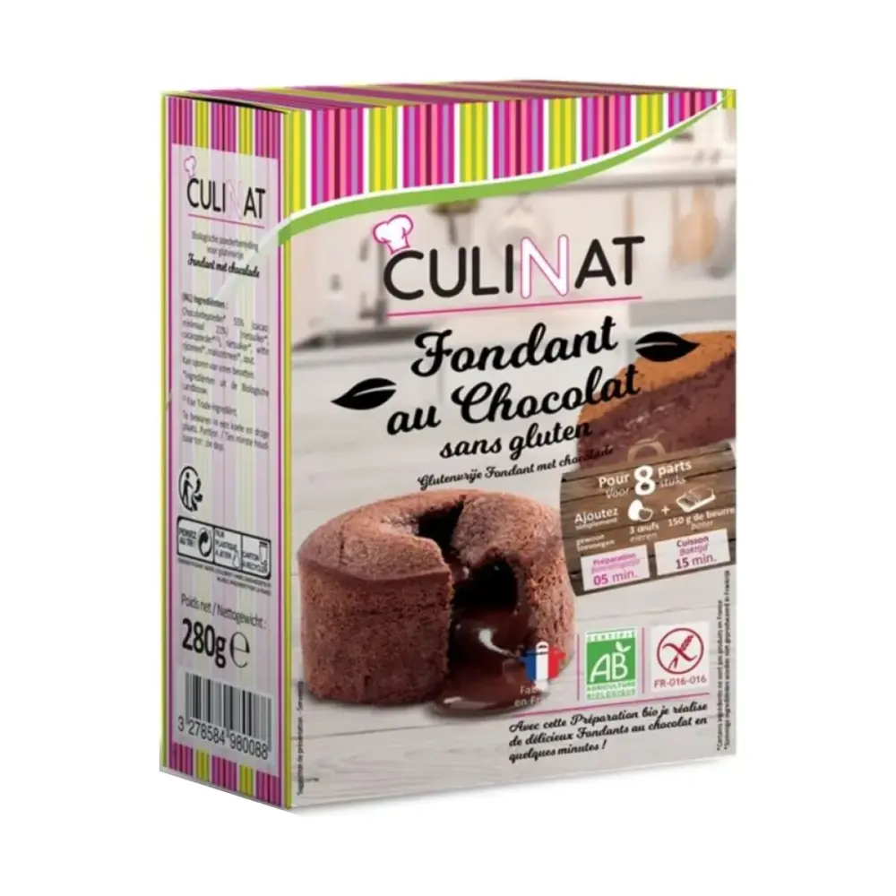 Bột Lành Bánh Fondant Socola Hữu Cơ, Fondant au Chocolat, Gluten-Free Chocolate Fondant (250g) - CULINAT