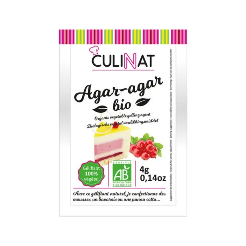 Bột Rau Câu Hữu Cơ, Agar-Agar Bio, Organic Vegetable Gelling Agent, 0.14 oz (4g) - CULINAT