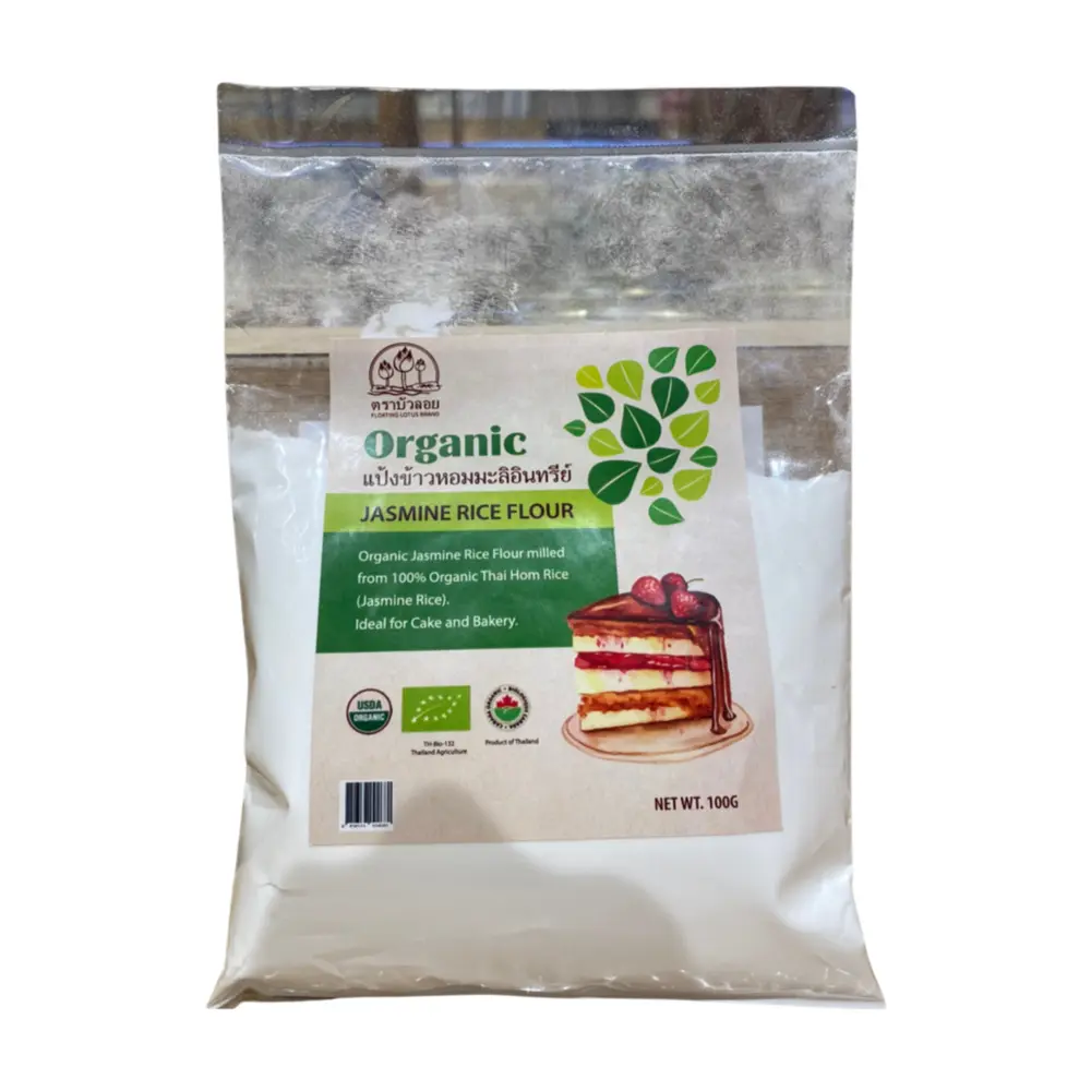 Bột Gạo Tẻ Hữu Cơ Xay Ướt, Floating Lotus, Organic Jasmine Rice Flour (100g) - PORNKAMON