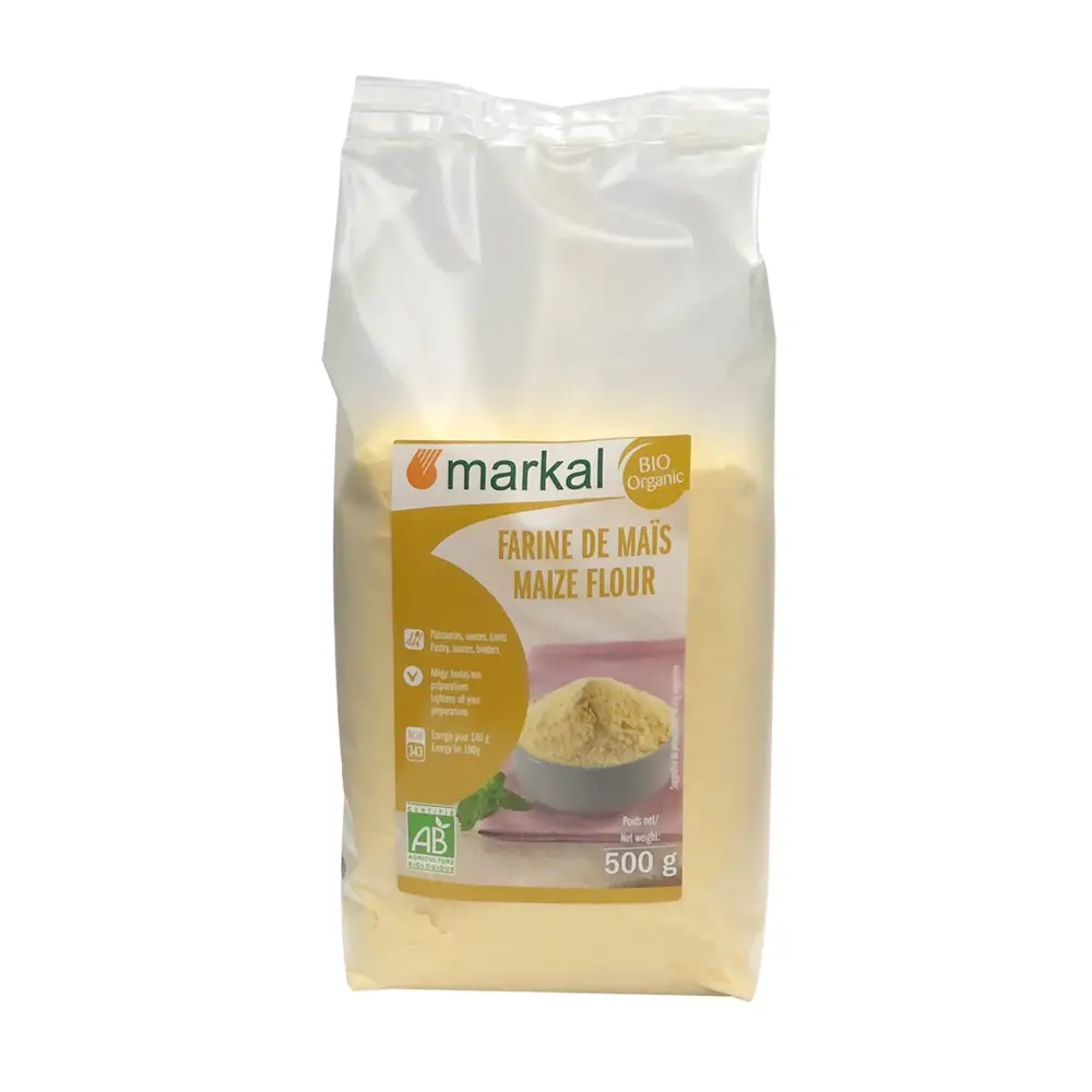 Bột Bắp Hữu Cơ Hạt Mịn, Farine de Mais Maize Flour, Organic Corn Flour (500g) - MARKAL