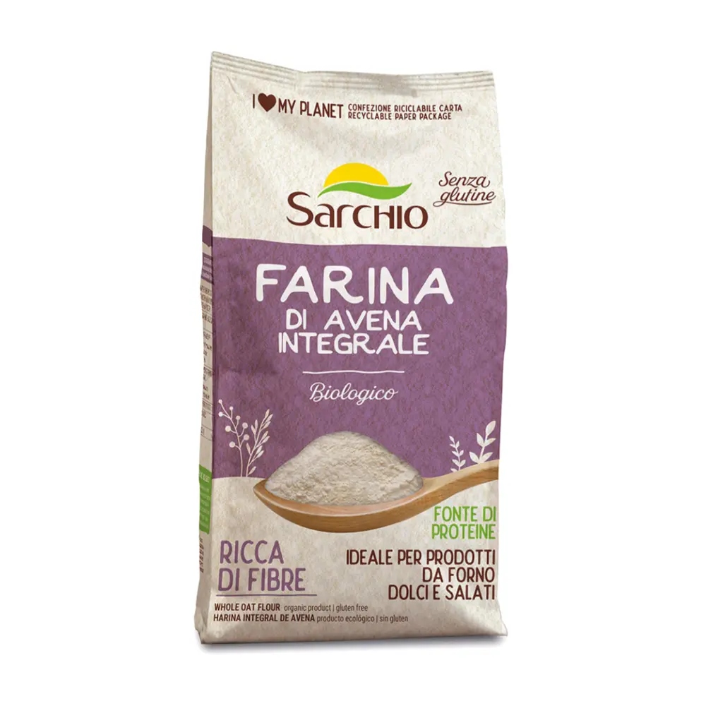 Bột Yến Mạch Nguyên Cám Hữu Cơ, Farina di Avena Integrale Biologico, Whole Oat Flour, Gluten Free (350g) - SARCHIO