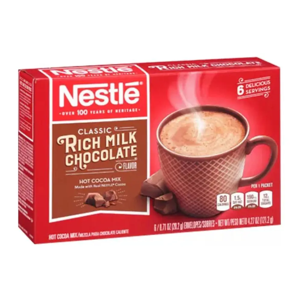 Bột Cacao Hoà Tan, Hot Cocoa Mix, Classic Rich Milk Chocolate Flavor, 6 Gói, 4.27 oz (121.2g) - NESTLE
