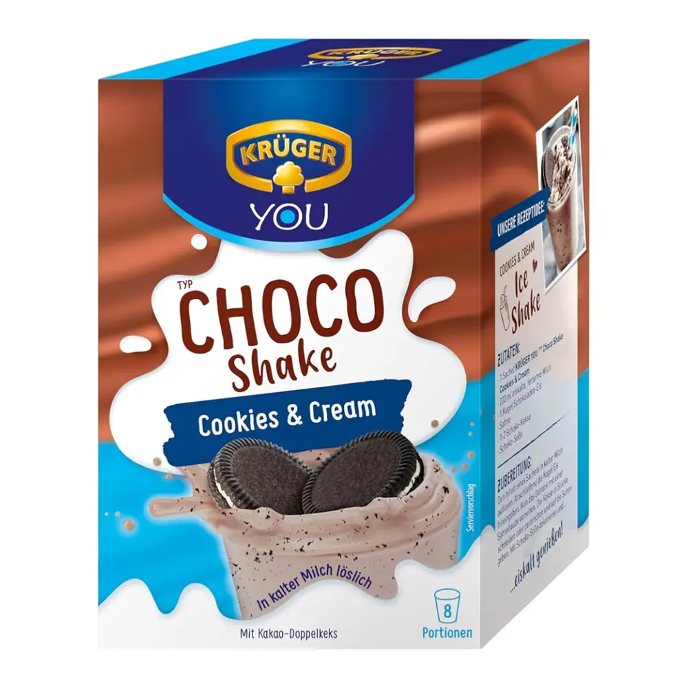 Bột Socola Hương Bánh Quy & Kem, Kruger You, Choco Shake, Cookies & Cream, 8 Phần (144g) - KRUGER