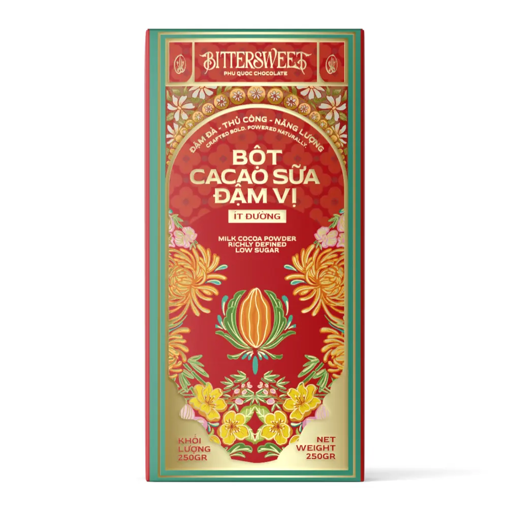 Bột Cacao Sữa Đậm Vị Ít Đường, Milk Cocoa Powder Richly Defined Low Sugar (250g) - BITTERSWEET