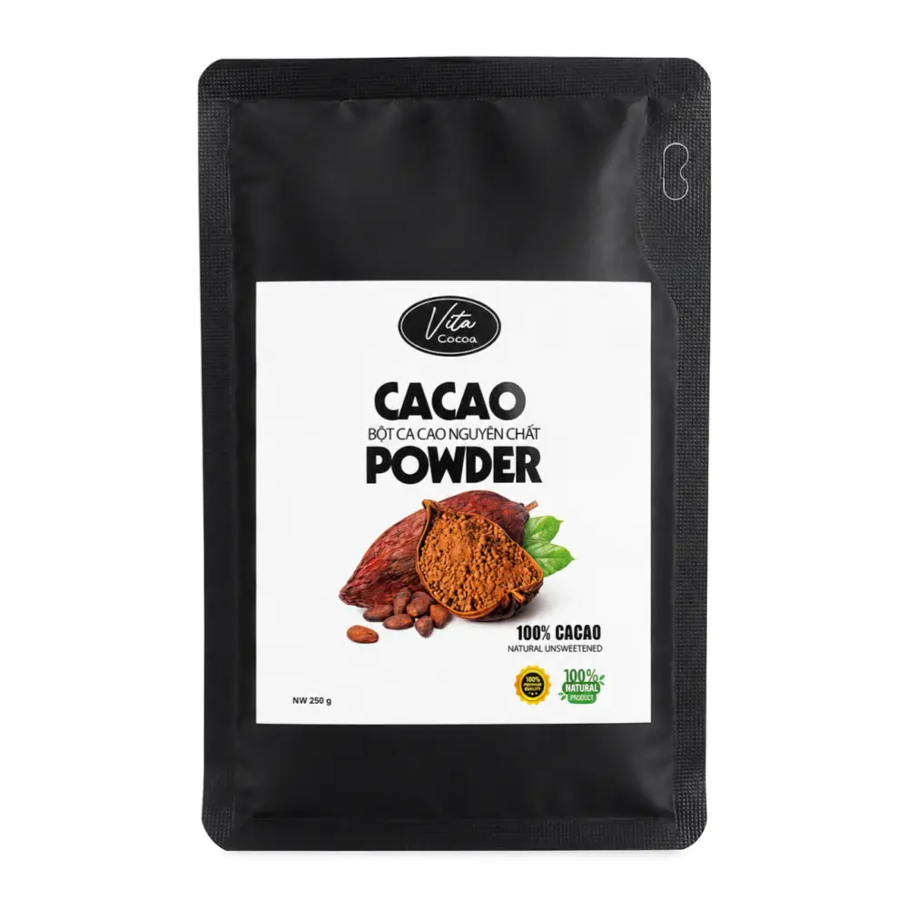 Bột Cacao Nguyên Chất, 100% Cocoa Powder, Natural Unsweetened (250g) - VITA COCOA