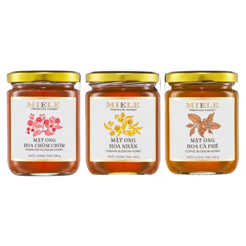 Hộp Quà Mật Ong Cao Cấp, Premium Honey Gift Set, 3 Hũ (900g) - MIELE