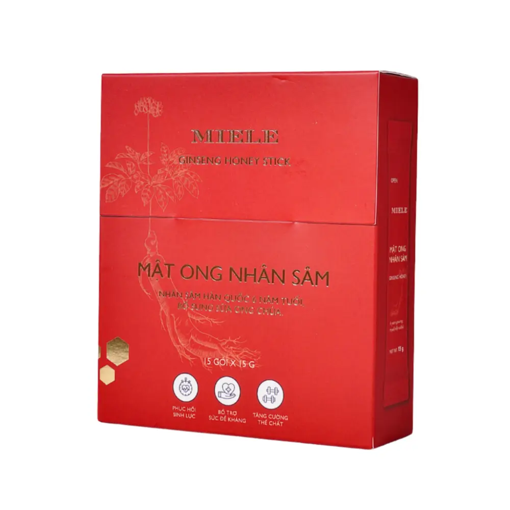 Mật Ong Nhân Sâm, Ginseng Honey Stick, 15 Gói (225g) - MIELE