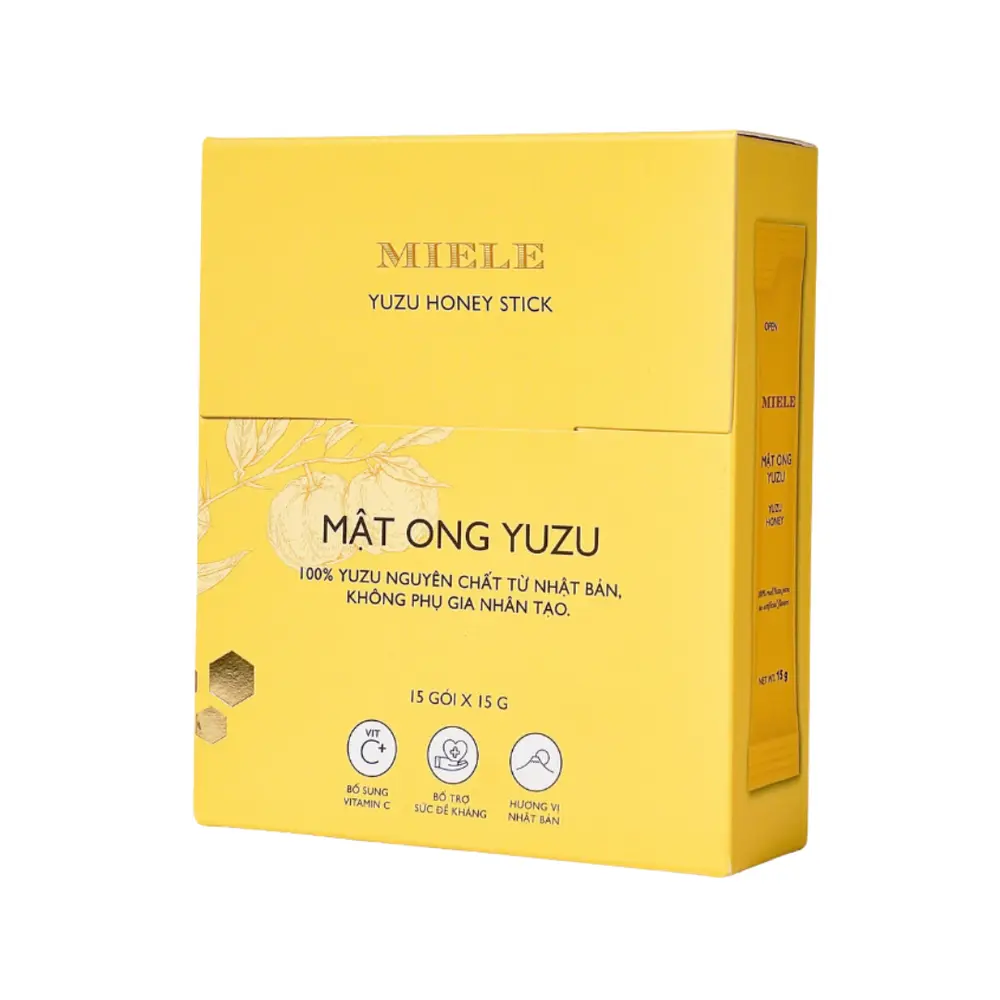 Mật Ong Yuzu, Yuzu Honey Stick, 15 Gói (225g) - MIELE