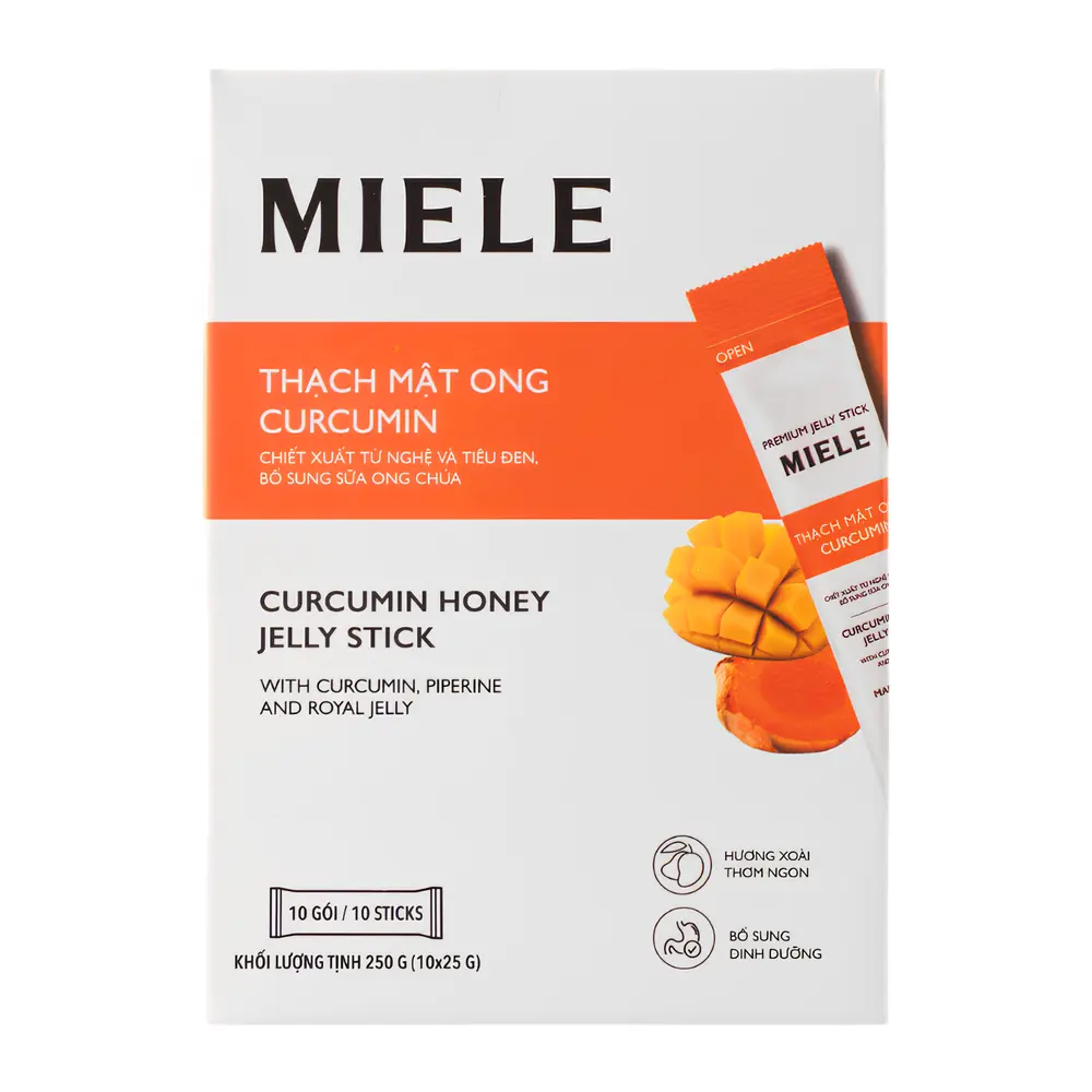Thạch Mật Ong, Curcumin Honey Jelly Stick, 10 Gói (250g) - MIELE
