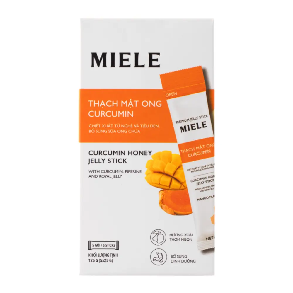 Thạch Mật Ong Curcumin, Curcumin Honey Jelly Stick, 5 Gói (125g) - MIELE