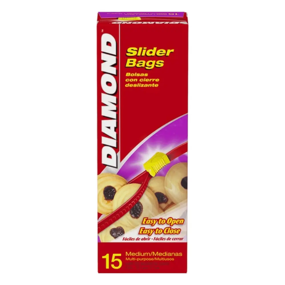 Túi Zip Khóa Kéo, Slider Bags, Medium, 15 Túi (20.3 x 17.7cm) - DIAMOND