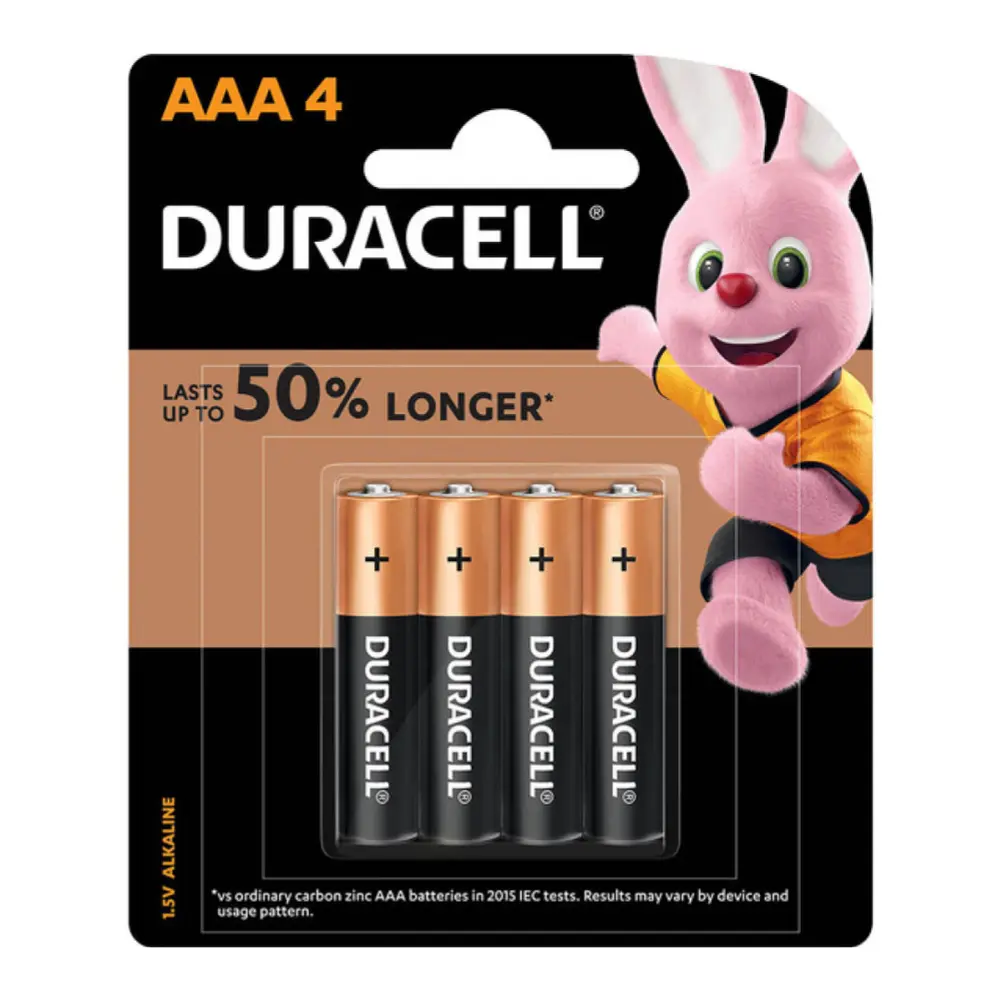 Pin AAA, 50% Longer Lasting AAA Battery, 1.5V Alkaline, 4 Cục - DURACELL