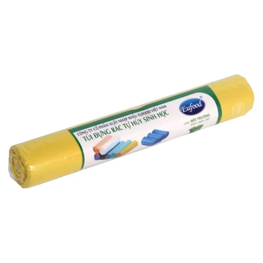 Túi Đựng Rác Tự Hủy Sinh Học, Biodegradable Garbage Bags, Yellow, 25 Túi (60 x 68cm) - EUFOOD