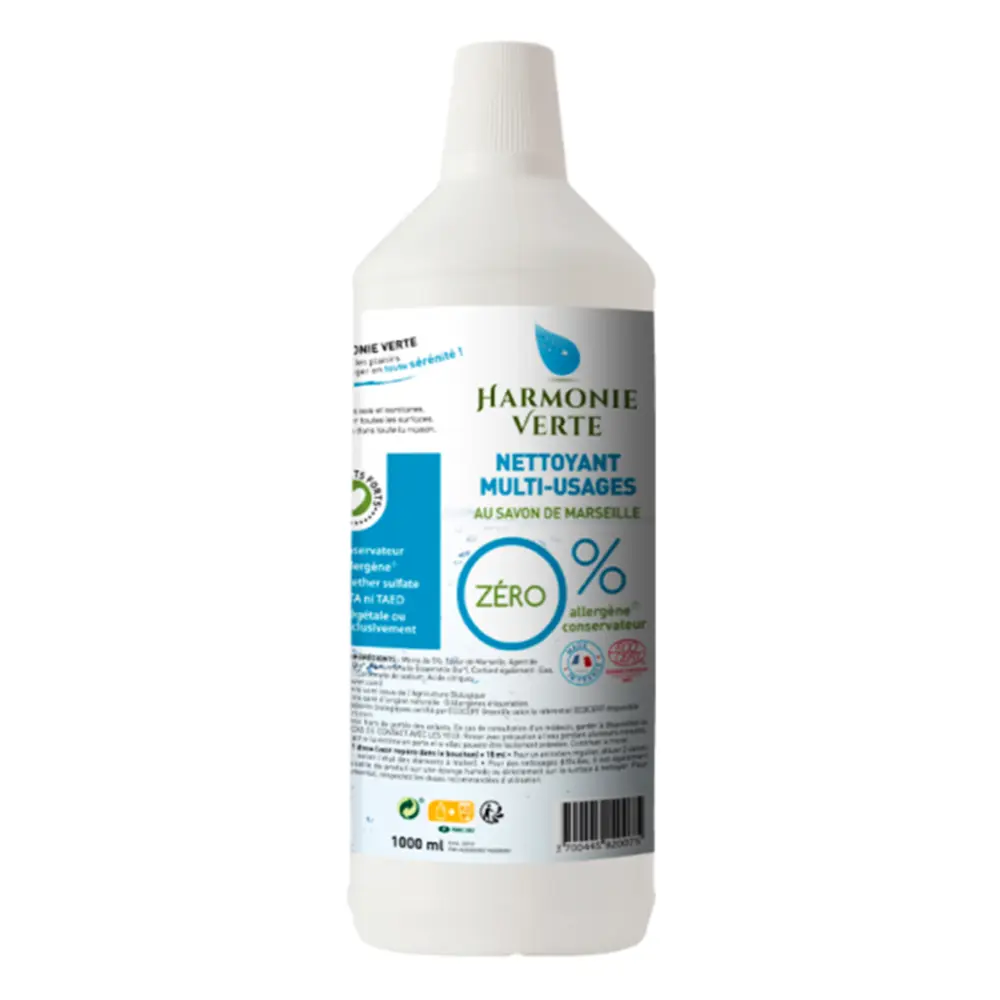 Tẩy Rửa Đa Năng Hữu Cơ, Multi-Purpose Cleaner with Marseille Soap (1L) - HARMONIE VERTE