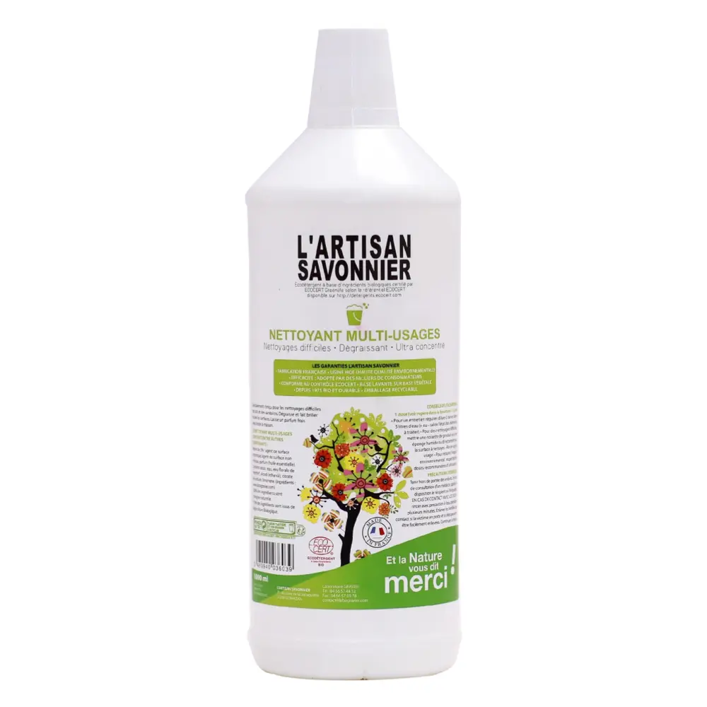 Nước Tẩy Rửa Đa Năng Hữu Cơ, Multi Purpose Cleaner, Nettoyant Multi-Usages (1L) - L'ARTISAN SAVONNIER