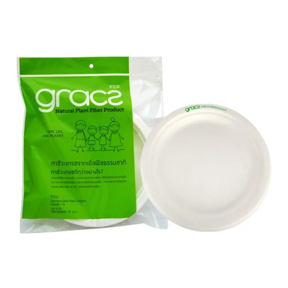 Dĩa Bã Mía, Compostable Plates, 10 Cái (7") - GRACZ