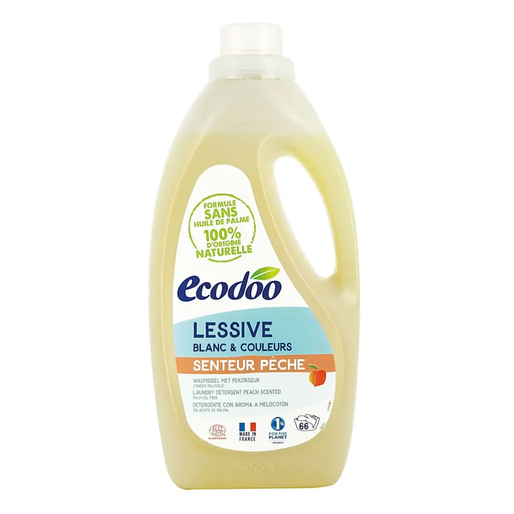 Nước Giặt Sinh Học, Lessive Blanc & Couleurs, Senteur Pêche, 66 Lần Giặt (2L) - ECODOO