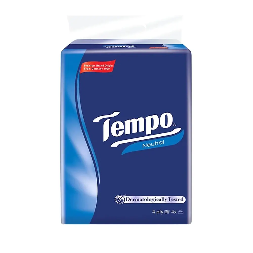 Khăn Giấy Rút 4 Lớp Không Mùi, Soft Pack Tissue, Neutral, 4 Gói (160 x 195mm) - TEMPO