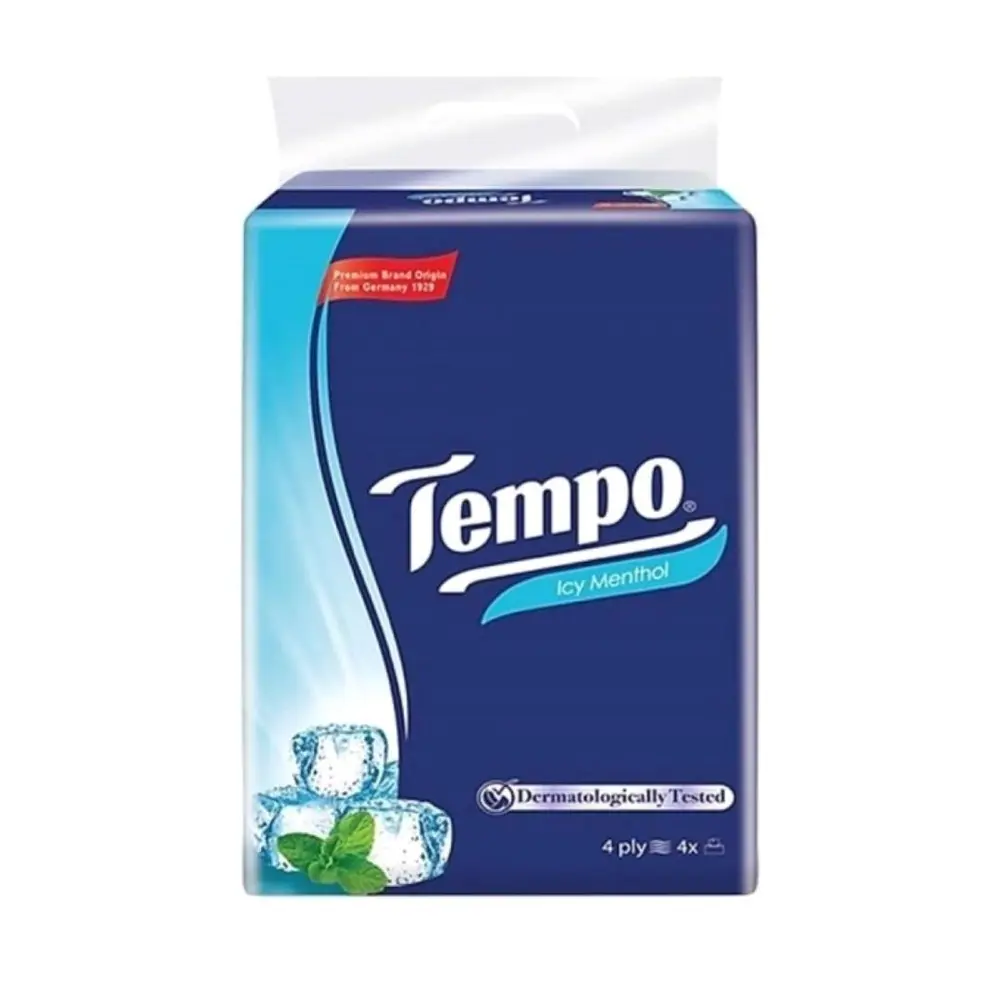 Khăn Giấy Rút 4 Lớp Hương Bạc Hà, Soft Pack Tissue, Icy Menthol, 4 Gói (160 x 195mm) - TEMPO