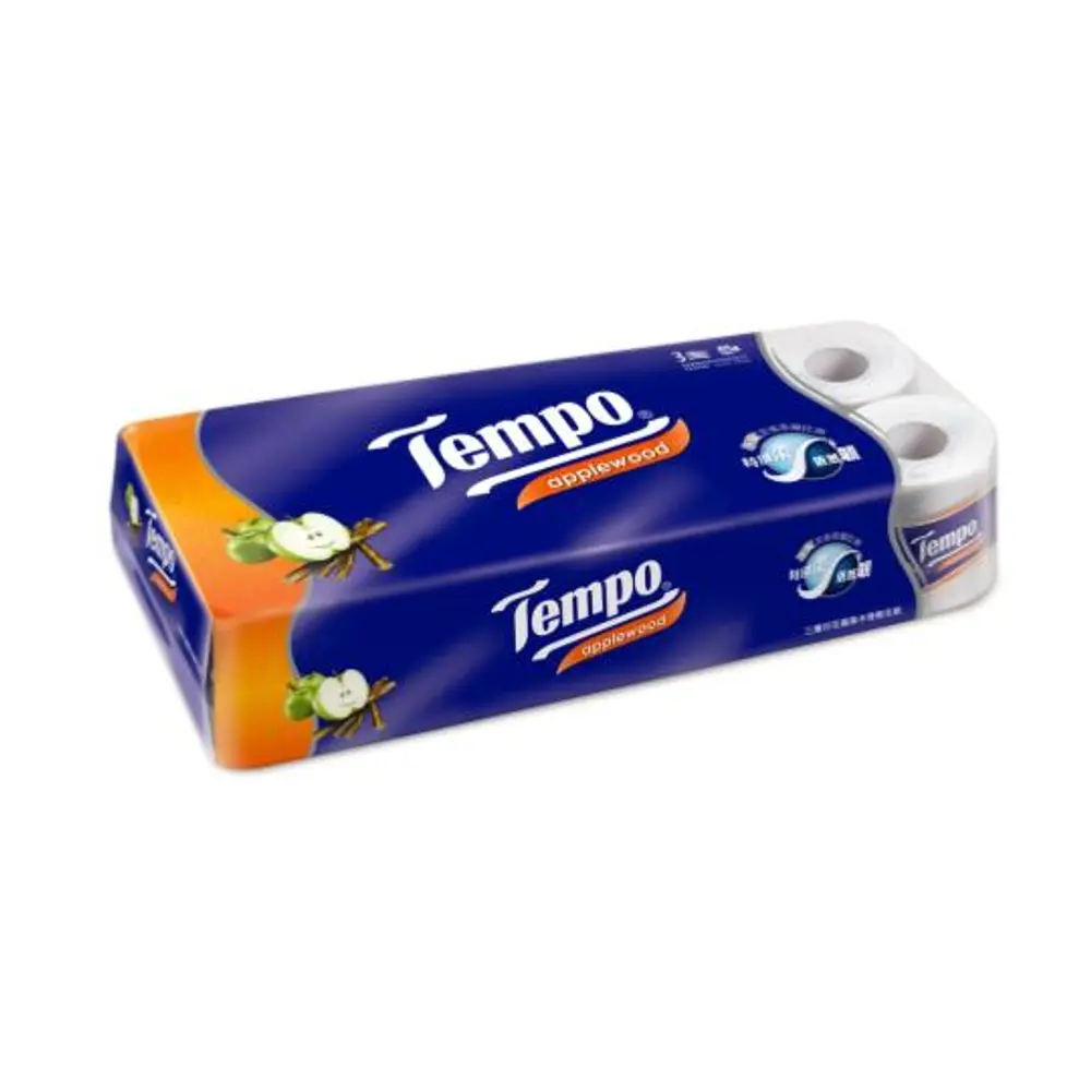 Giấy Vệ Sinh 3 Lớp Hương Gỗ Táo, Applewood Printed Bathroom Tissue, 10 Cuộn (110 x 105mm) - TEMPO