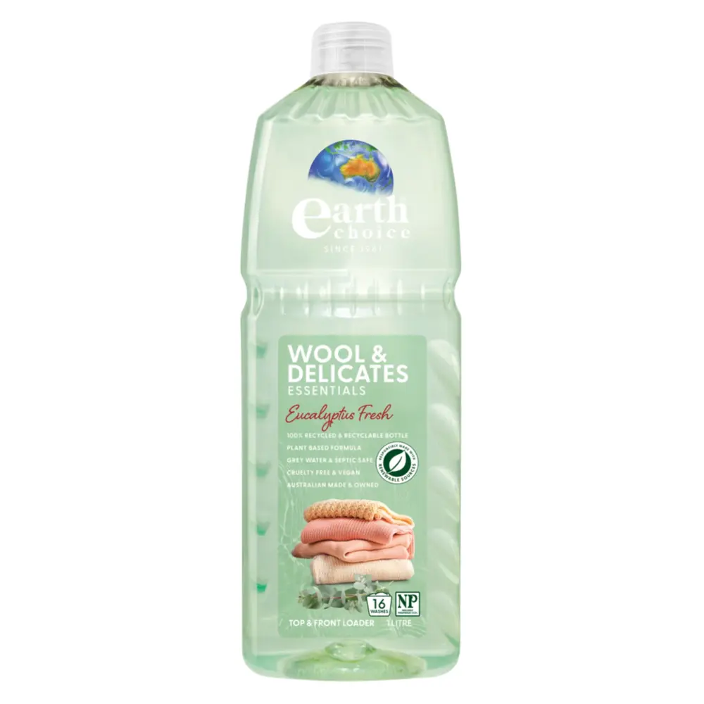Nước Giặt Cho Vải Len & Vải Mỏng, Wool & Delicates, Top & Front Loader, Eucalyptus Fresh (1L) - EARTH CHOICE
