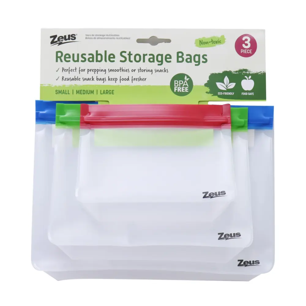 Bộ Túi  Zip Đựng Thực Phẩm, Reusable Storage Bags, 3 Cái - ZEUS